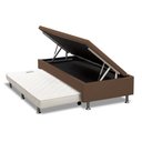 Ver imagem 1 de Cama Box Baú Solteiro com Auxiliar Mola Bonnel Sintético Marrom 56x88x188