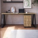 Ver imagem 2 de Mesa e Gaveteiro Office 160 Cm 25909 Nogal Sevilha Preto Artesano