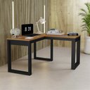 Ver imagem 1 de Escrivaninha de Canto Mesa para Trabalho Notebook Pc com Estilo 120cm Preto E Nature