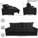 Ver imagem 2 de Sofá de Courino Retrátil e Reclinável 2,75m Cama inBox Bourbon SoftGel D40 Preto