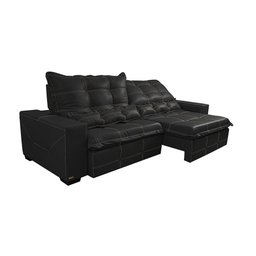 Sofá de Courino Retrátil e Reclinável 2,75m Cama inBox Bourbon SoftGel D40 Preto - 8