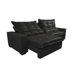 Sofá de Courino Retrátil e Reclinável 2,75m Cama inBox Bourbon SoftGel D40 Preto - 7