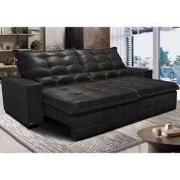 Sofá de Courino Retrátil e Reclinável 2,75m Cama inBox Bourbon SoftGel D40 Preto - 1