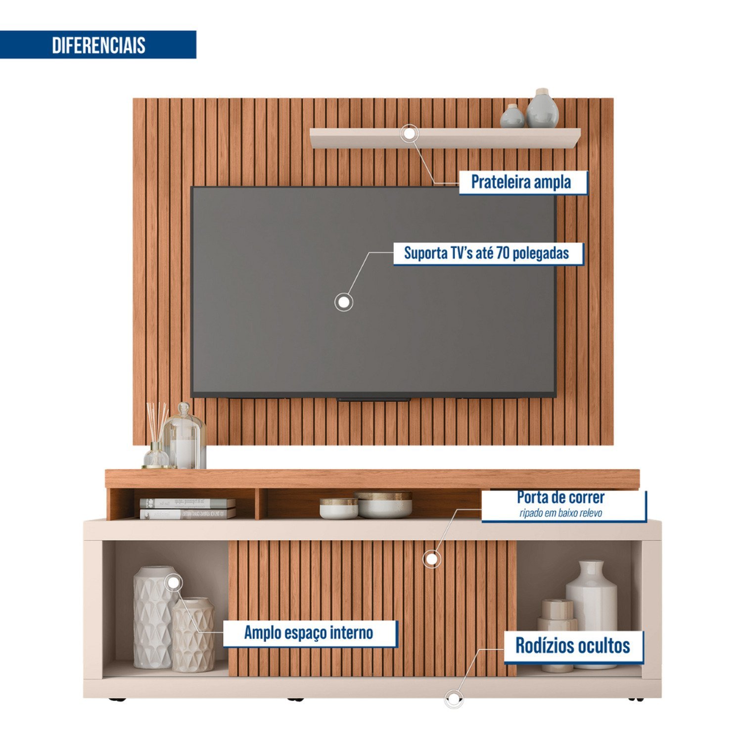 Rack com Painel para Tv até 70 Polegadas Valença - 6