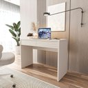Ver imagem 1 de Escrivaninha Mesa Escritório Samambaia 2 Gavetas 108,2cm CabeCasa MadeiraOriginals Off White Cinza