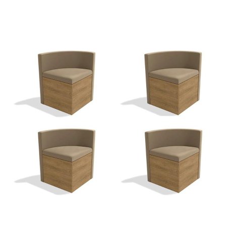 Cadeira Sala de Jantar 4CAD800 Kit 4 Un Freijó/Suede Bege Geométrico - Kappesberg