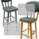 Ver imagem 4 de Cadeira Alta Madeira Torneada Estofada - 83cm Preta