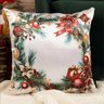 Capa Almofada Cetim Guirlanda com Enfeites de Natal 43x43cm - 2
