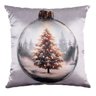 Capa Almofada Cetim Bola de Natal Globo de Neve 43x43cm - 1