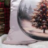 Capa Almofada Cetim Bola de Natal Globo de Neve 43x43cm - 3
