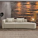 Ver imagem 2 de Sofá Curvo Decorativo Kimiko 327cm 4 Lugares Sala de Estar com Chaise Veludo Bege G52 - Gran Belo