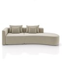 Ver imagem 5 de Sofá Curvo Decorativo Kimiko 327cm 4 Lugares Sala de Estar com Chaise Veludo Bege G52 - Gran Belo