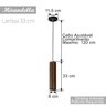 2 Pendente Luminária Madeira Luxo 33cm Para Bancada - 3