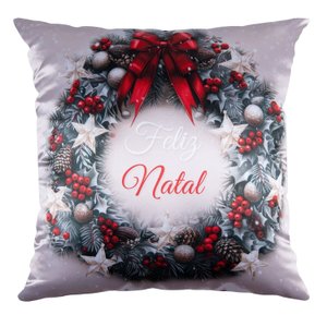 Capa Almofada Cetim Guirlanda de Natal 43x43cm