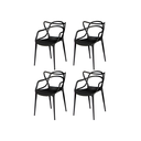 Ver imagem 2 de Kit 4 Cadeiras Allegra Preta  Modernas Pretas com Braço – Design Elegante e Confortável