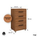 Ver imagem 4 de Cômoda Quarto Multiuso Compacta 4 Gavetas - Cinamomo