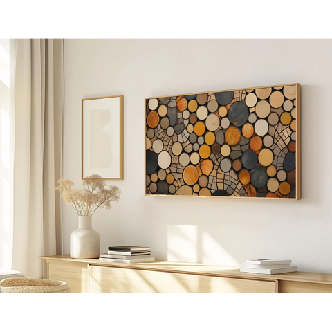 Quadro Decorativo N°67 160x90cm - Panorâmico Mosaico - Rústico Troncos - Madeira Clara - Rollflex