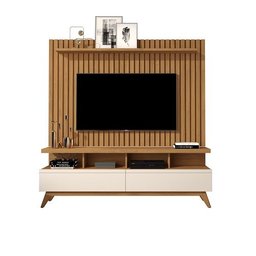 Rack Vivare 1.6 Wood com Painel Classic Ripado para Tv até 65 Polegadas Nature/off White - Giga Móve - 1