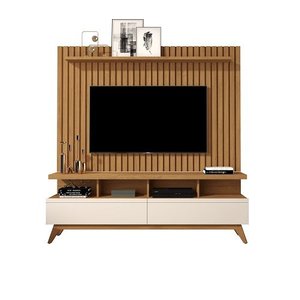 Rack Vivare 1.6 Wood com Painel Classic Ripado para Tv até 65 Polegadas Nature/off White - Giga Móve