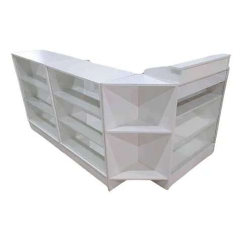 Balcão Caixa Vitrine + 2 Expositores Lojas e Comércios 100% Mdf Branco - Suprema Móveis