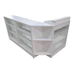Balcão Caixa Vitrine + 2 Expositores Lojas e Comércios 100% Mdf Branco - Suprema Móveis - 1