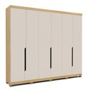 Ver imagem 2 de Guarda Roupa Casal 6 Portas 100% MDF Off White e Carvalho Barcelona Bege