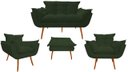 Ver imagem 1 de Kit Namoradeira + 2 Poltronas + 1 Puff Decorativo Opala Suede Verde Pés Madeira Ms Decor