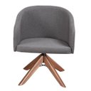 Ver imagem 1 de Kit com 2 Poltronas Giratórias Zara em Madeira Castanho – Exclusiva Linho Chumbo