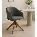 Ver imagem 6 de Kit com 2 Poltronas Giratórias Zara em Madeira Castanho – Exclusiva Linho Chumbo