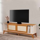Ver imagem 7 de Rack para TV até 75 Polegadas 100% MDF 180cm Portas em Tela Rattan Andros Bege Off White/Cedro