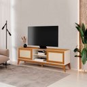 Ver mais imagens de Rack para TV até 55 Polegadas 100% MDF 180cm Portas em Tela Rattan Andros Bege Off White/Cedro