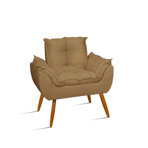 Kit 02 Poltronas Decorativas Opala Pés Palito - Sala Cor:Capuccino