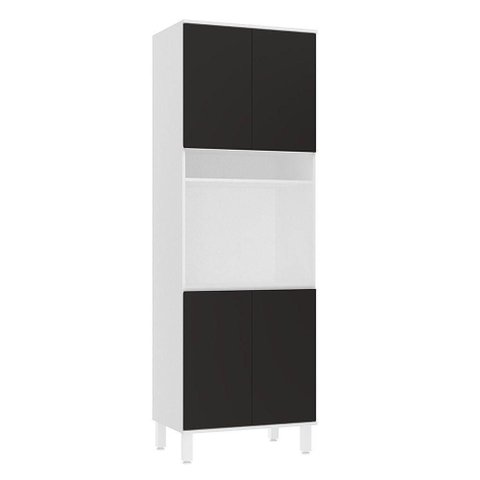 Paneleiro 70cm 4 Portas e 1 Nicho para Forno Microondas Dora Branco/preto