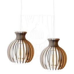 Luminaria Pendente Desmontada Duplo Cr Nacar E27 Madeira Mdf Cor:branco - 4