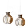 Luminaria Pendente Desmontada Duplo Cr Nacar E27 Madeira Mdf Cor:branco - 4