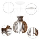 Ver imagem 6 de Luminaria Pendente Desmontada Duplo Cr Nacar E27 Madeira Mdf Cor:branco