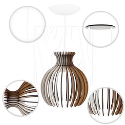 Luminaria Pendente Desmontada Duplo Cr Nacar E27 Madeira Mdf Cor:branco - 6