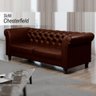 Sofá Decorativo Sala de Estar Chesterfield 3 Lugares 200cm Couro Conhaque - Mozzelar - 2