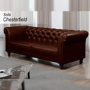 Ver imagem 2 de Sofá Decorativo Sala de Estar Chesterfield 3 Lugares 200cm Couro Conhaque - Mozzelar