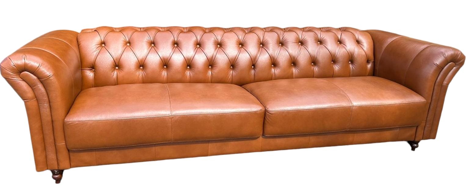 Sofá de Couro Clássico Chesterfield 4 Lugares 2,00cm Conhaque - Mozzelar - 6