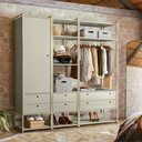 Ver imagem 1 de Conjunto de Guarda-roupa Luxo P/closet Industrial Olivar 1 Porta 6 Gavetas 197cm - Off White
