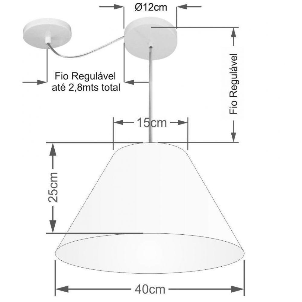 Lustre Cone com Desvio Md-4272 25/15x40cm Algodão Crú Bivolt - 2