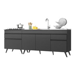 Kit com 2 Balcões de Cozinha 150cm e 70cm Veneza Multimóveis V2073 Preto - 2