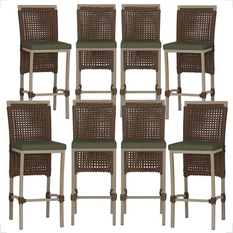 8 Banqueta em Alumínio Roma Fendi Corda Náutica Tecido 13