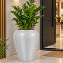 Ver imagem 1 de Vaso de Fibra de Vidro Bali U 71cm Vitrificado Grande Cinza Claro