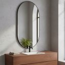 Ver imagem 1 de Espelho Oval Pílula 60x90 Moldura Couro Preto