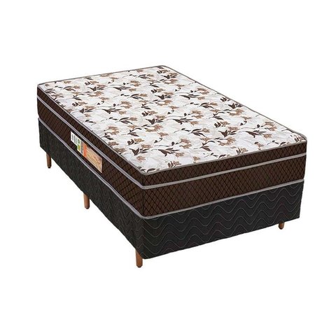 Cama Box Solteiro: Colchão Espuma Polar D28/EP Anatômico Orthopremium + Base CRC Rústico Black(88x18