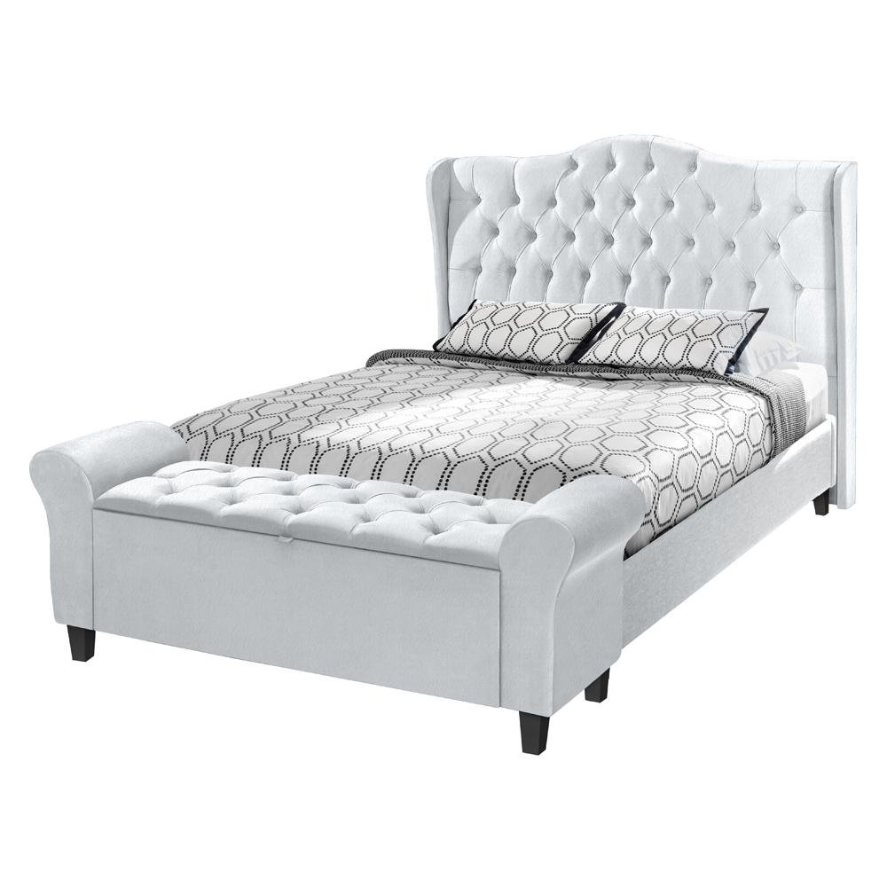 Conjunto Cabeceira Box Com Recamier Divã Para Cama Casal 1.40 Dubai Corino Branco - LH Móveis