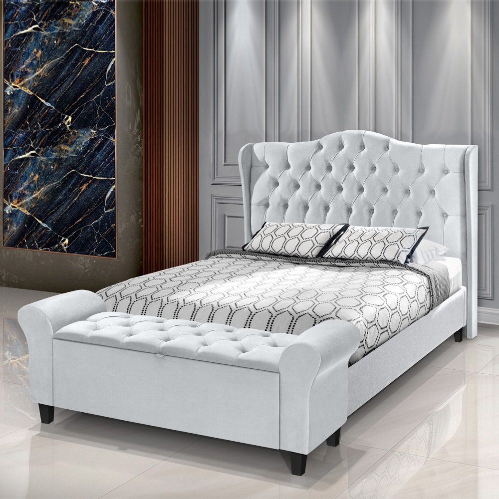 Conjunto Cabeceira Box com Recamier Divã para Cama Casal 1.40 Dubai Corino Branco - Lh Móveis