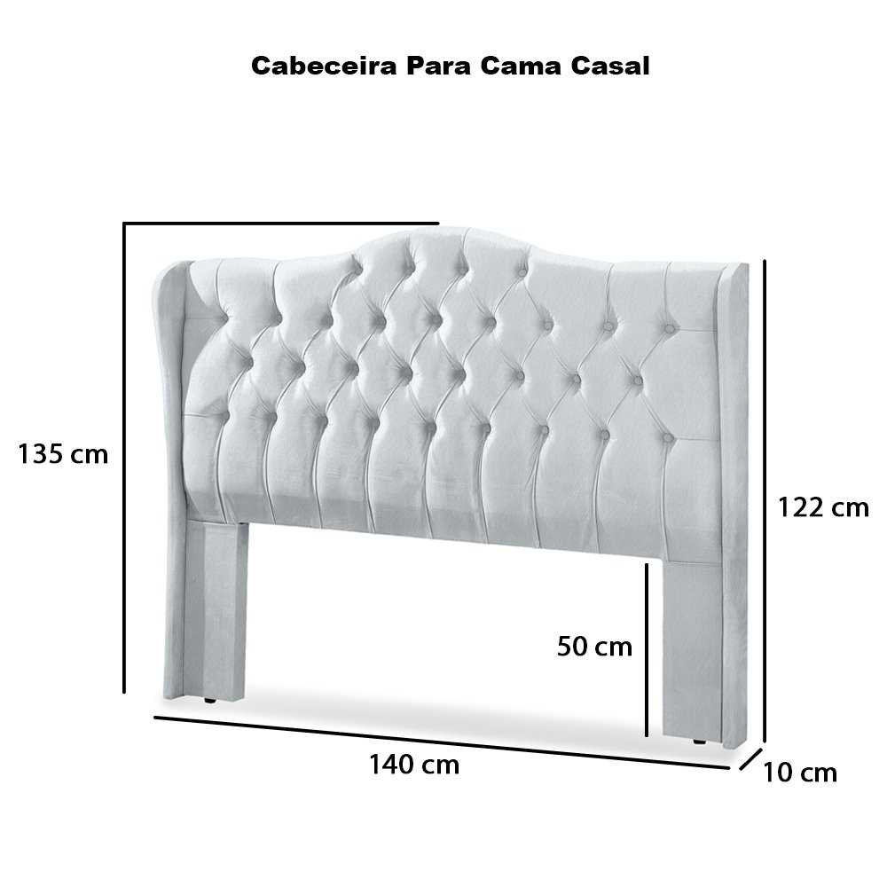 Conjunto Cabeceira Box com Recamier Divã para Cama Casal 1.40 Dubai Corino Branco - Lh Móveis - 7